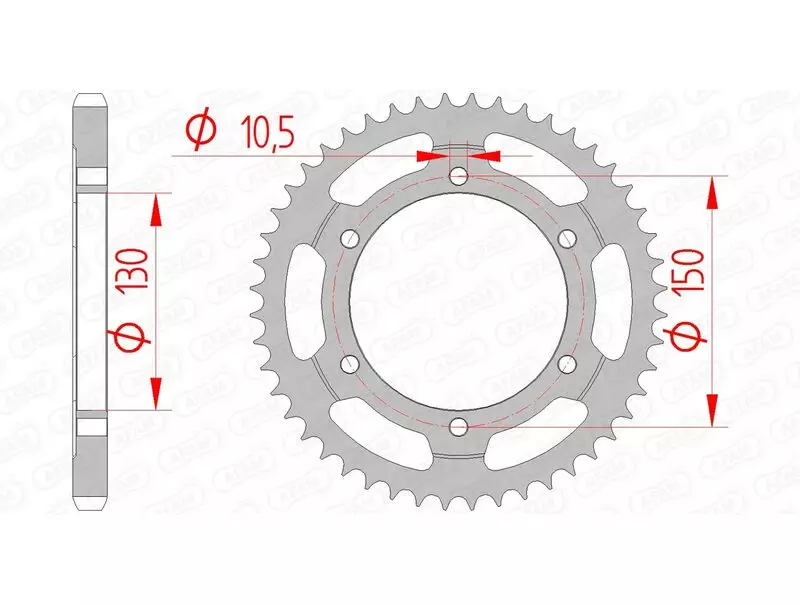 Couronne trail AFAM acier standard 525 pas 47 dents HONDA XRV 650 AFRICA TWIN (RD03)