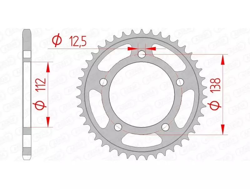 Couronne trail AFAM acier standard 520 pas 39 dents HONDA NC 700 X (RC63)