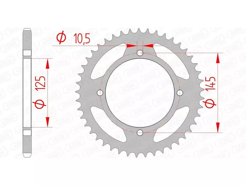 Couronne trail AFAM acier standard 520 pas 48 dents YAMAHA XT 600 E (DJ02)