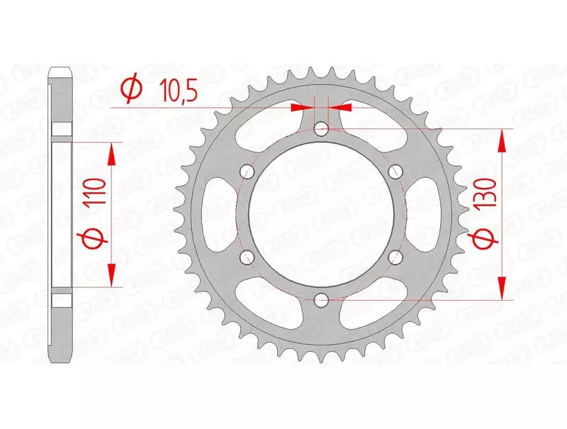 Couronne trail AFAM acier standard 525 pas 47 dents SUZUKI V-STROM 800 DE DJEBEL