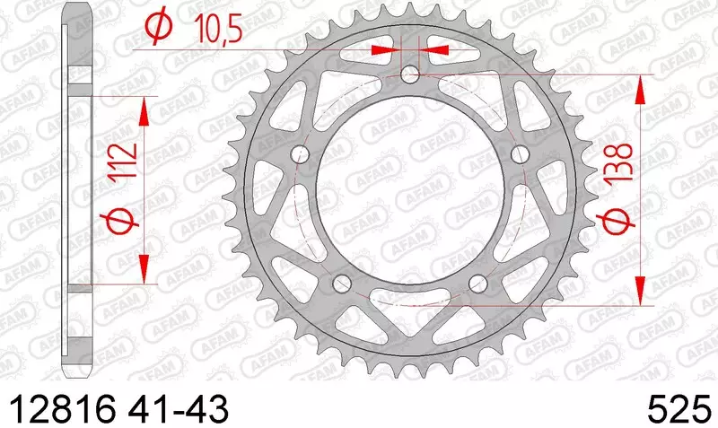 Couronne trail AFAM acier standard 525 pas 40 dents YAMAHA TRACER 9