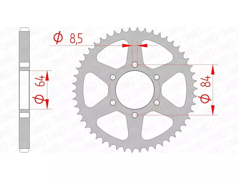 Couronne trail AFAM acier standard 428 pas 44 dents SUZUKI DR 125 S