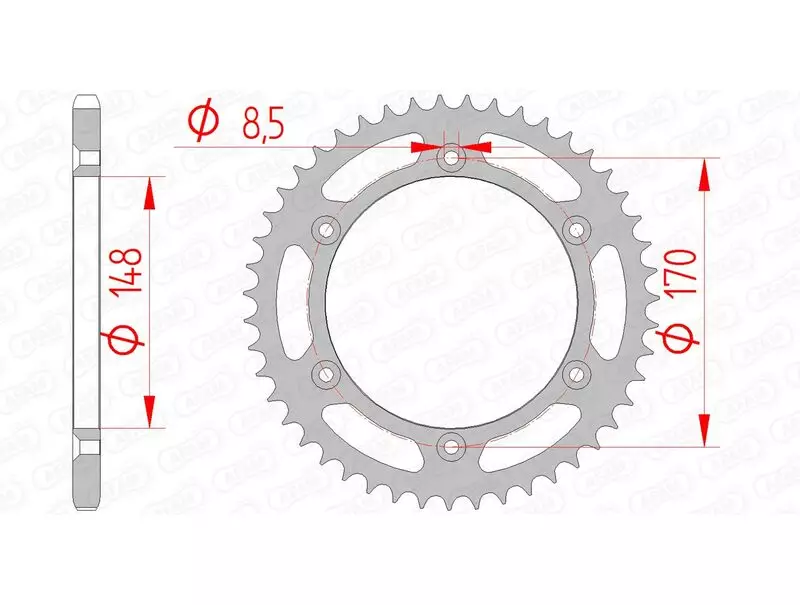 Couronne trail AFAM acier standard 520 pas 47 dents SUZUKI DR 650 RSE