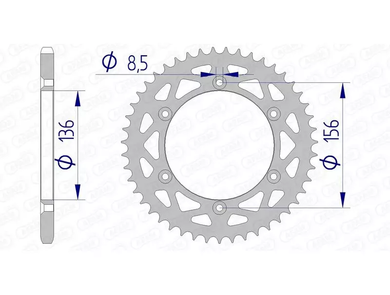 Couronne trail AFAM alu standard 520 pas 50 dents SUZUKI DR 350 SH