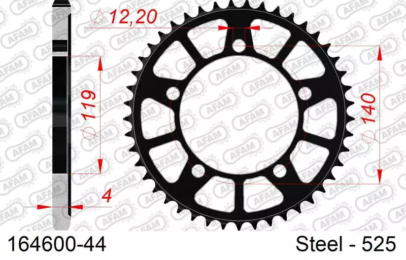 Couronne trail AFAM acier standard 525 pas 45 dents couleur noir BMW F 850 GS ABS (0B09)
