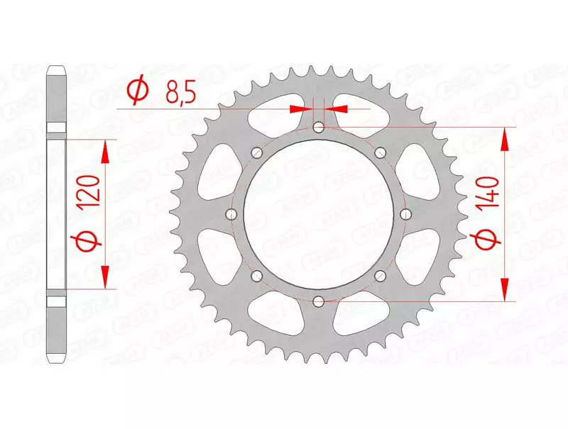 Couronne trail AFAM acier standard 520 pas 42 dents KAWASAKI KL 650 TENGAI (KL650B)