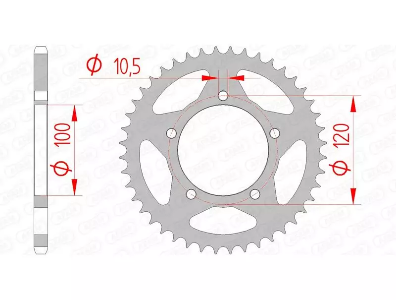 Couronne trail AFAM acier standard 520 pas 44 dents APRILIA TUAREG 660 RALLY