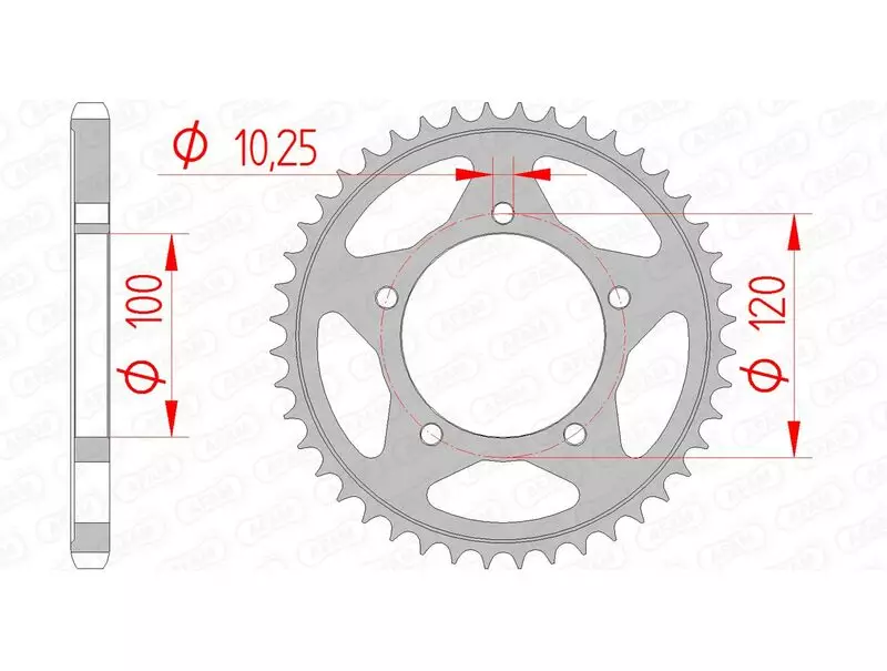 Couronne trail AFAM acier standard 525 pas 42 dents APRILIA CAPONORD 1200 ABS