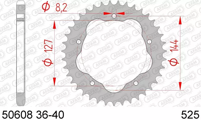 Couronne trail AFAM acier standard 525 pas 43 dents DUCATI 1100 MULTISTRADA