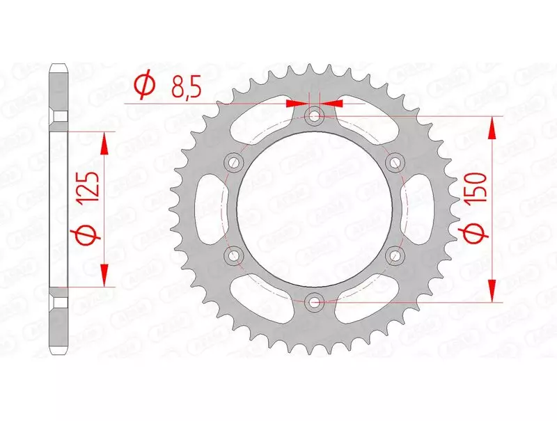 Couronne trail AFAM acier standard 520 pas 45 dents KTM 790 ADVENTURE R RALLY