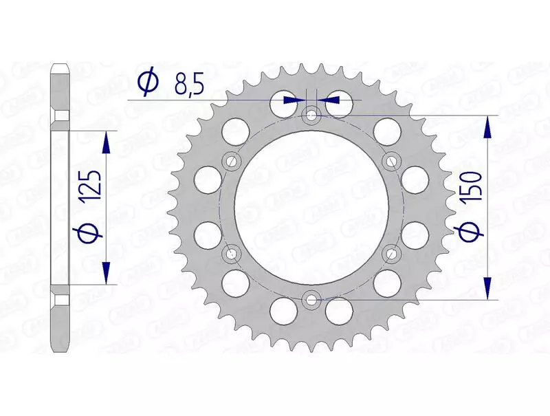 Couronne trail AFAM alu standard 520 pas 38 dents KTM 640 LC4 ADVENTURE