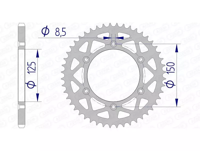 Couronne trail AFAM alu standard 520 pas 47 dents HUSQVARNA NORDEN 901