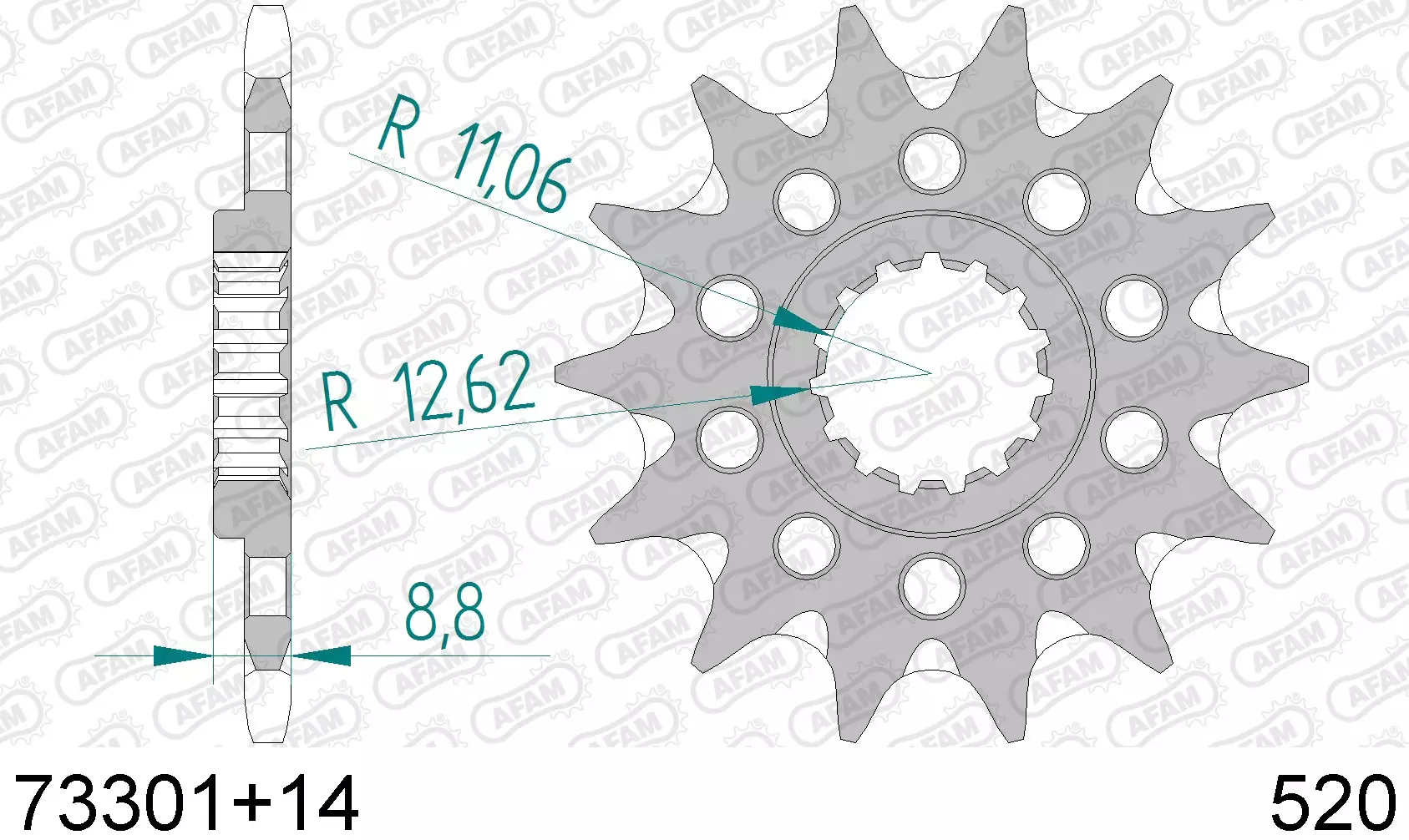 Pignon AFAM anti-boue 14 dents Husqvarna 350 FE