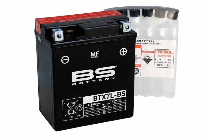 Batterie moto trail BS BATTERY sans entretien avec pack acide KAWASAKI KLR 250 (KL250D)
