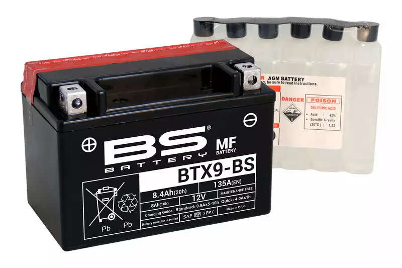 Batterie moto trail BS BATTERY sans entretien avec pack acide HONDA NX 650 DOMINATOR (RD08)