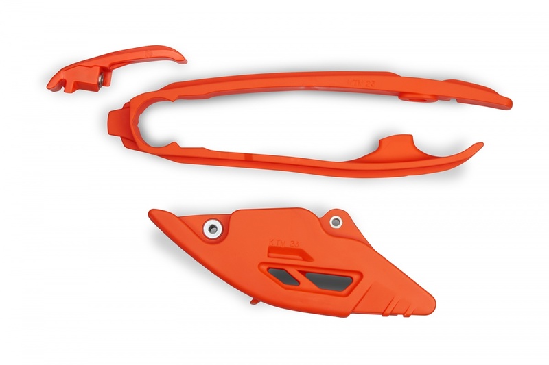 Kit patin bras oscillant et guide chaine UFO orange KTM 350 EXC-F