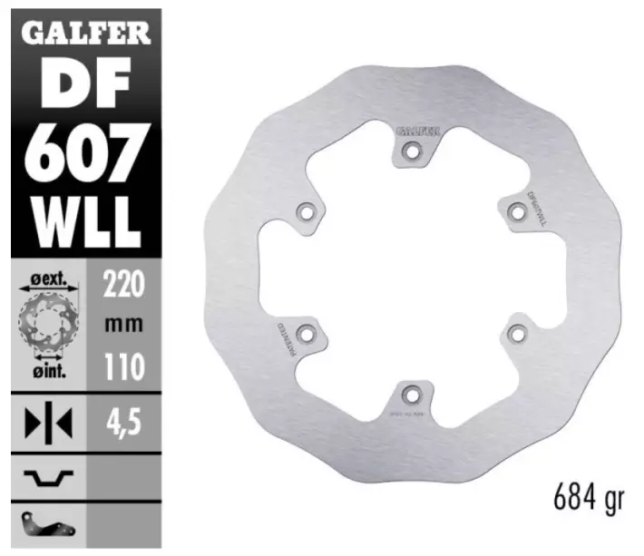 Disque frein arriere GALFER plein solid Gas Gas 500 EC-F