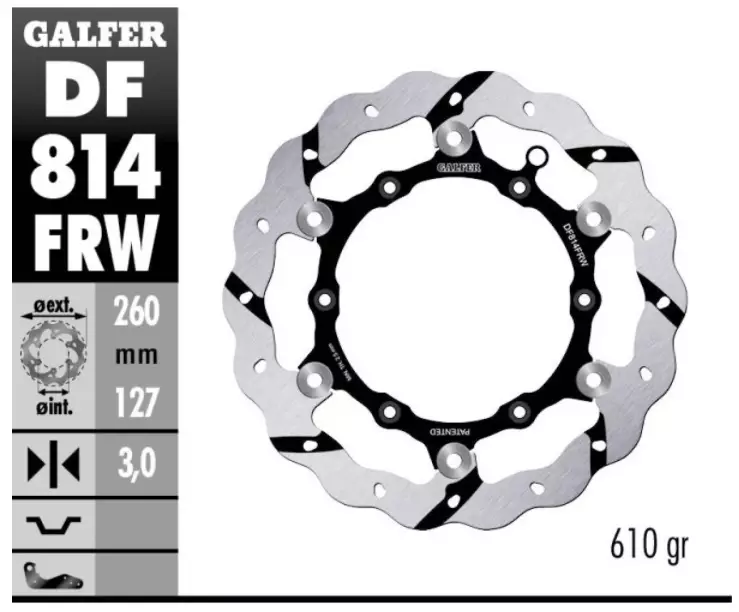 Disque frein avant GALFER flottant rainure Beta 390 RR
