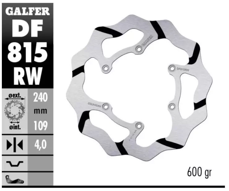 Disque frein arriere GALFER rainure Beta 498 RR