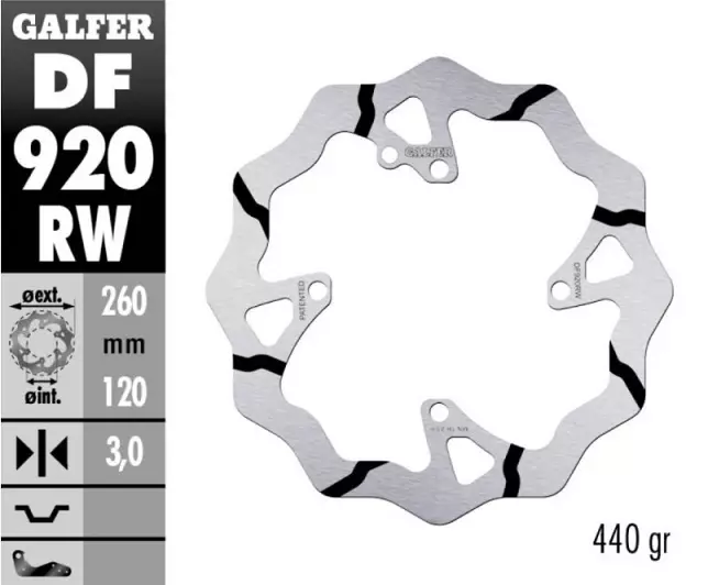 Disque frein avant GALFER fixe rainure Sherco 450 SE-F