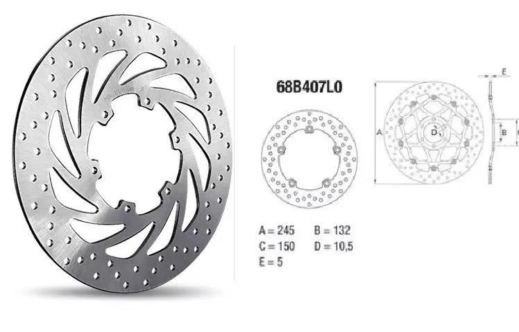Disque frein arriere BREMBO Serie oro moto trail Yamaha MT-07 Tracer