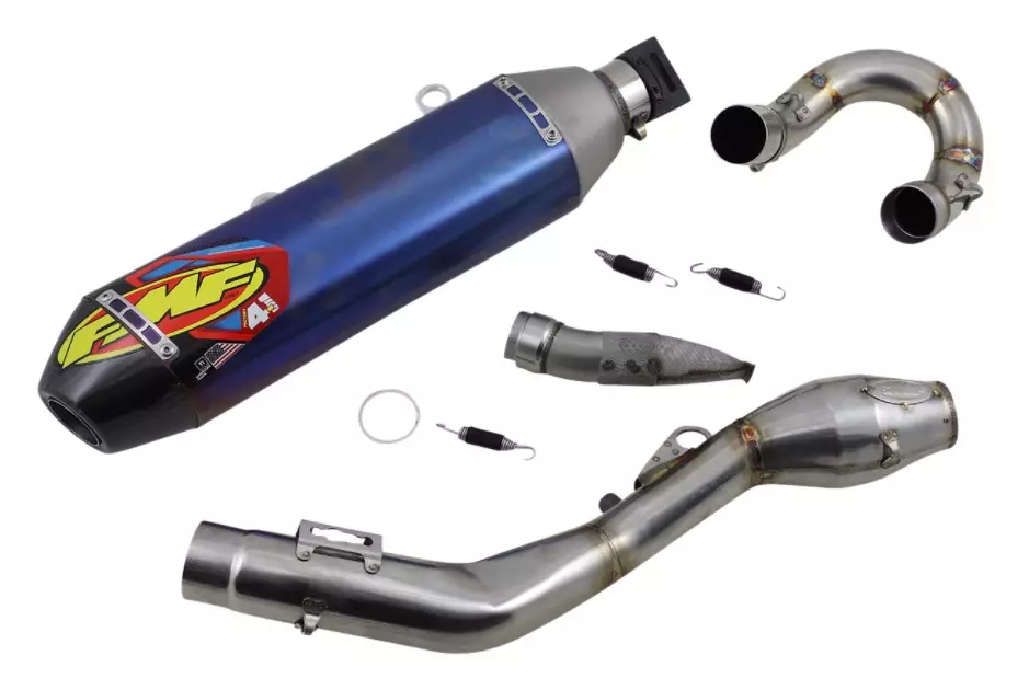 Ligne FMF Factory Megabomb 4.1 RCT Inox/Titane bleu carbone Husqvarna 450 FE