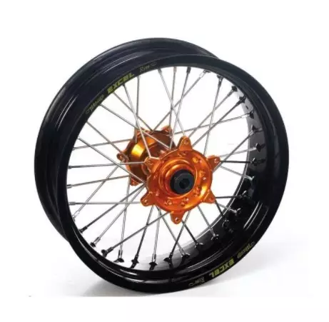 Roue Supermotard HAAN WHEELS avant 17x3.50 noir/orange Tubeless KTM 125 SX