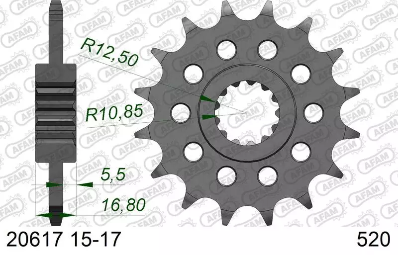 Pignon trail AFAM acier standard 520 pas 15 dents HONDA NC 700 X DCT ABS (RC63)