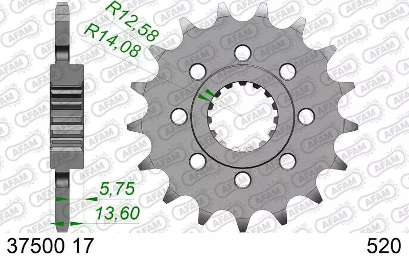 Pignon trail AFAM acier standard 520 pas 15 dents APRILIA PEGASO 660 FACTORY