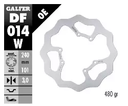 Disque frein avant GALFER fixe Honda 250 CR