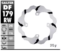Disque frein arriere GALFER rainure Kawasaki 250 KX