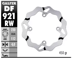 Disque frein arriere GALFER rainure Sherco 450 SE-F