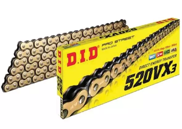 Chaine DID 520 VX3 Or attache semi-pressee
